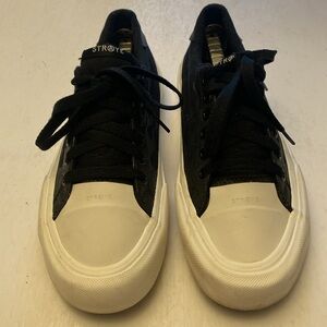 STRAYE Women's Black and White Sneakers with Flame Design Size 8.5